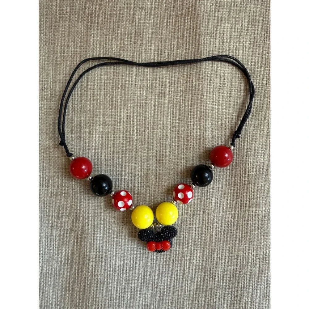 Mouse Chunky Bubblegum Bead Necklace Girls Red Black Yellow OS